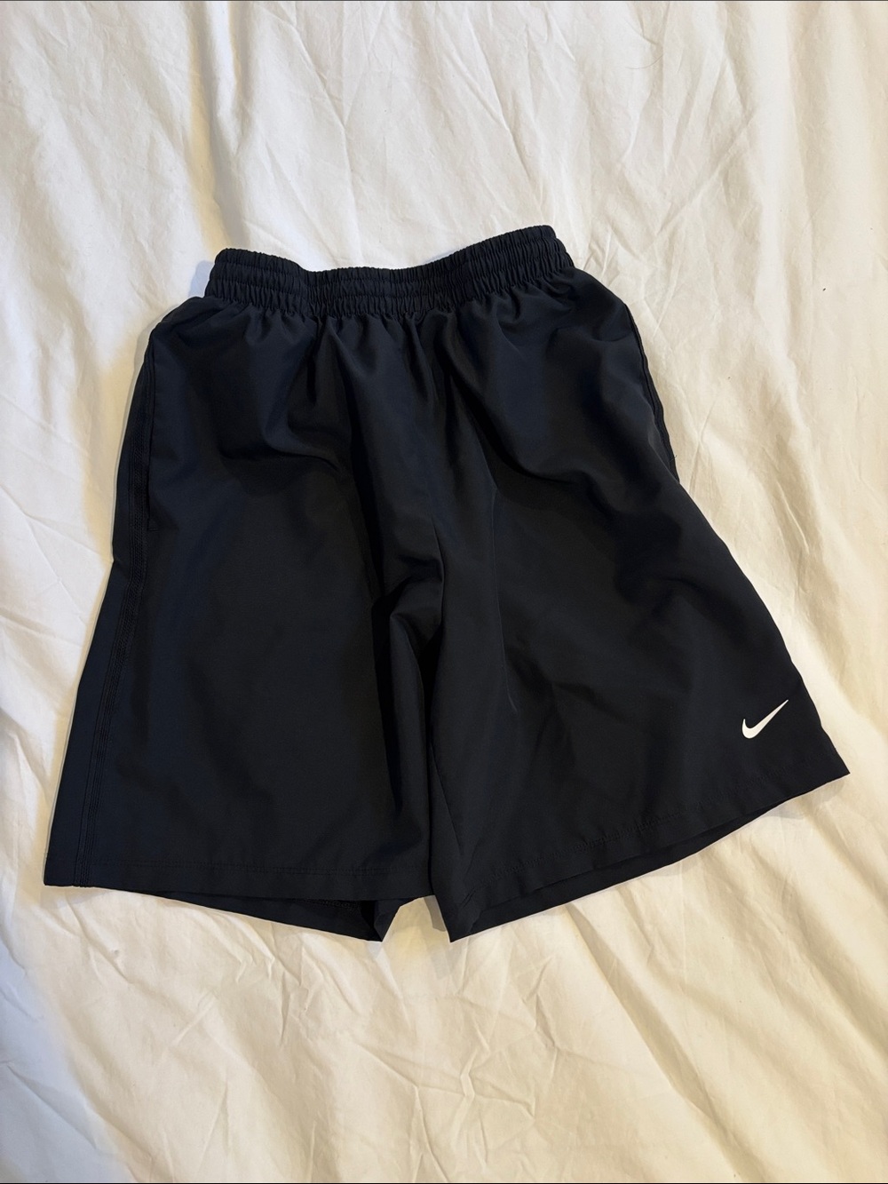 Nike Boys Black Athletic Performance Shorts with White Swoosh